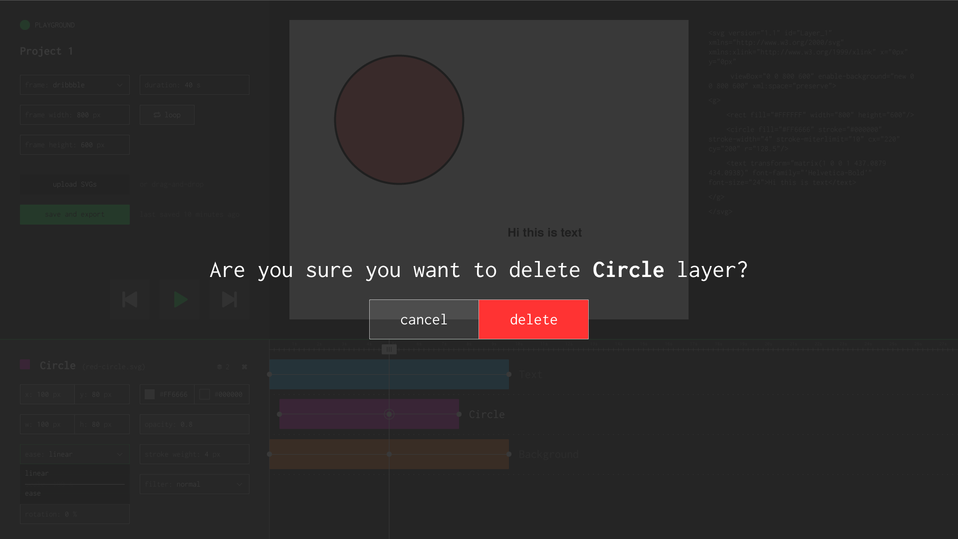 Amation delete interaction