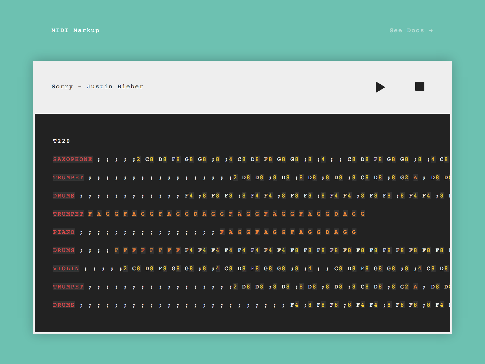 MIDI Markup full lockup