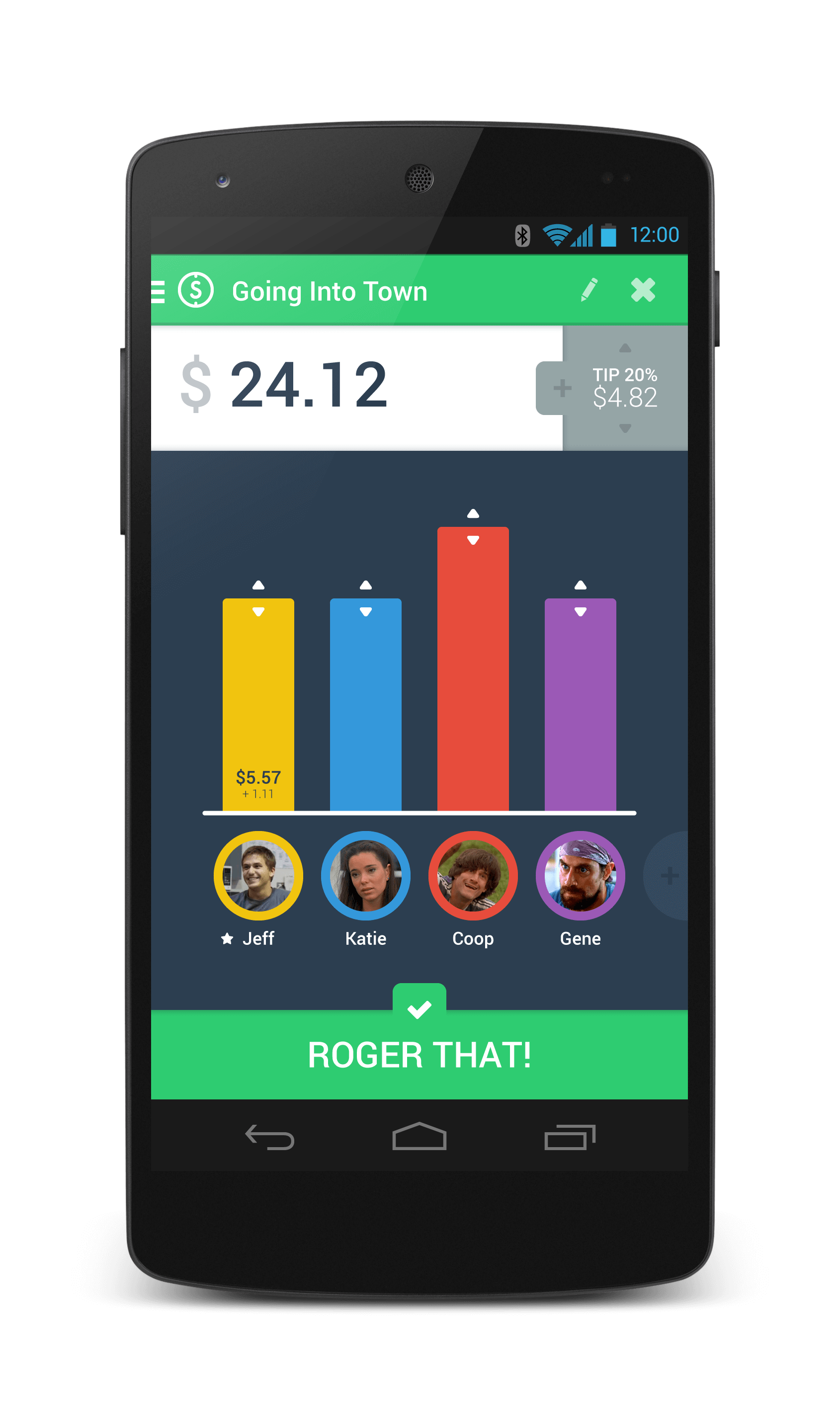 Splitsies app screen
