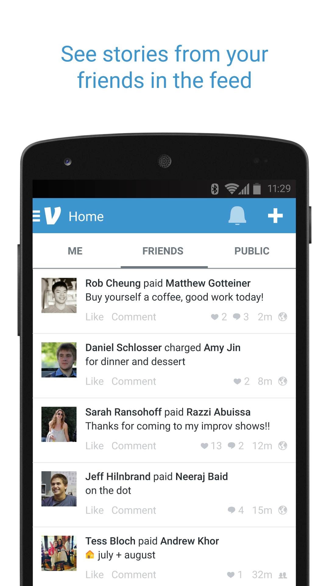 Venmo store feed